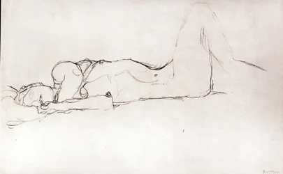 Meztelen nő az ágyban, 1914 körül